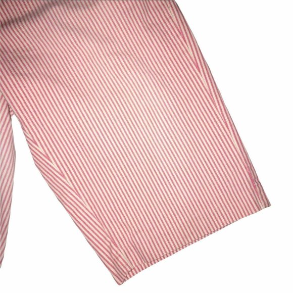 Read Vintage American Eagle Bermuda Shorts Womens 4 Pink White Striped Pockets - Picture 5 of 8